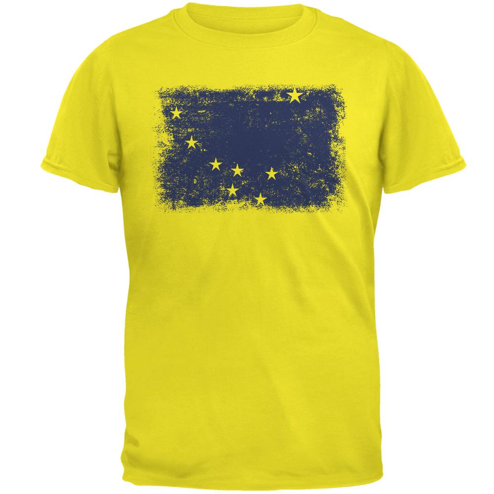 Born and Raised Alaska State Flag Mens T Shirt Men's T-Shirts Old Glory 2XL Bright Yellow 