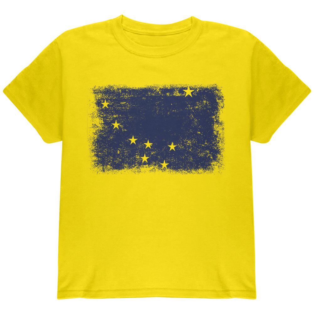 Born and Raised Alaska State Flag Youth T Shirt Youth T-Shirts Old Glory LG Yellow 