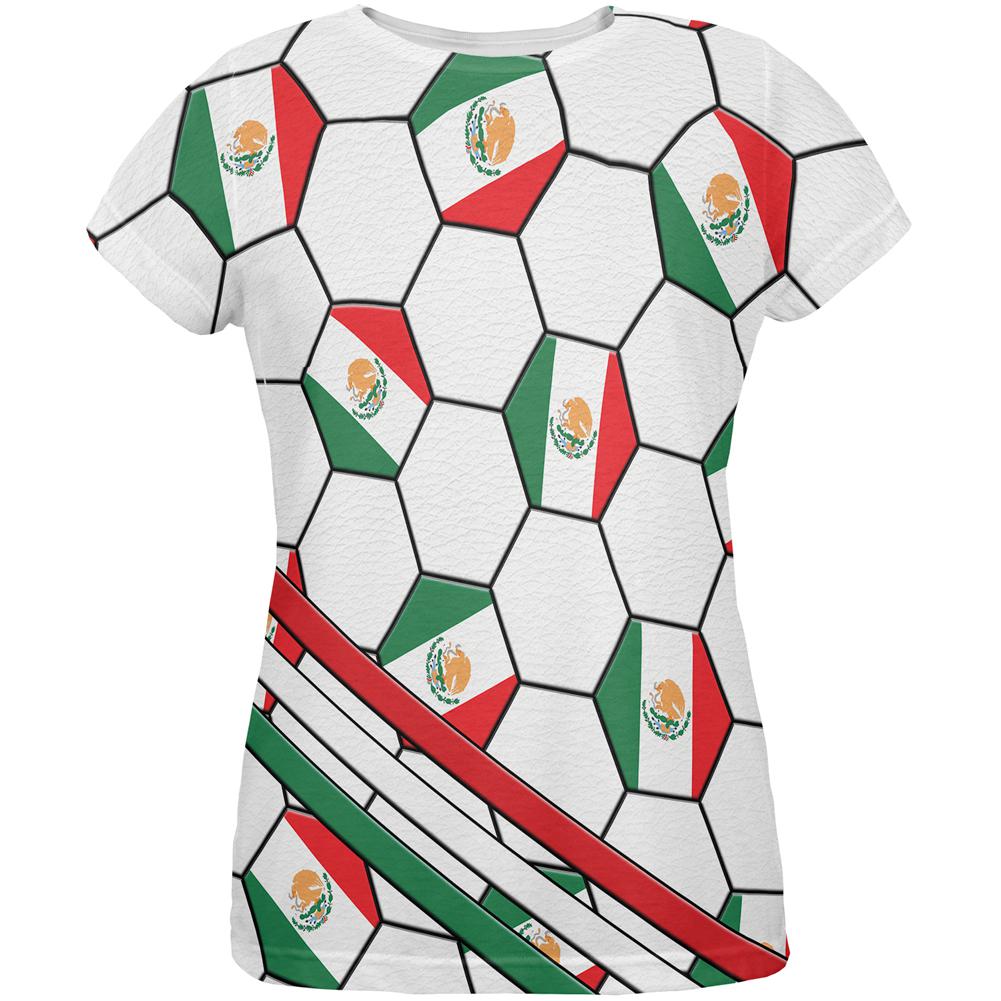 World Cup Mexico Soccer Ball All Over Womens T Shirt Women's T-Shirts Old Glory 2XL Multi 