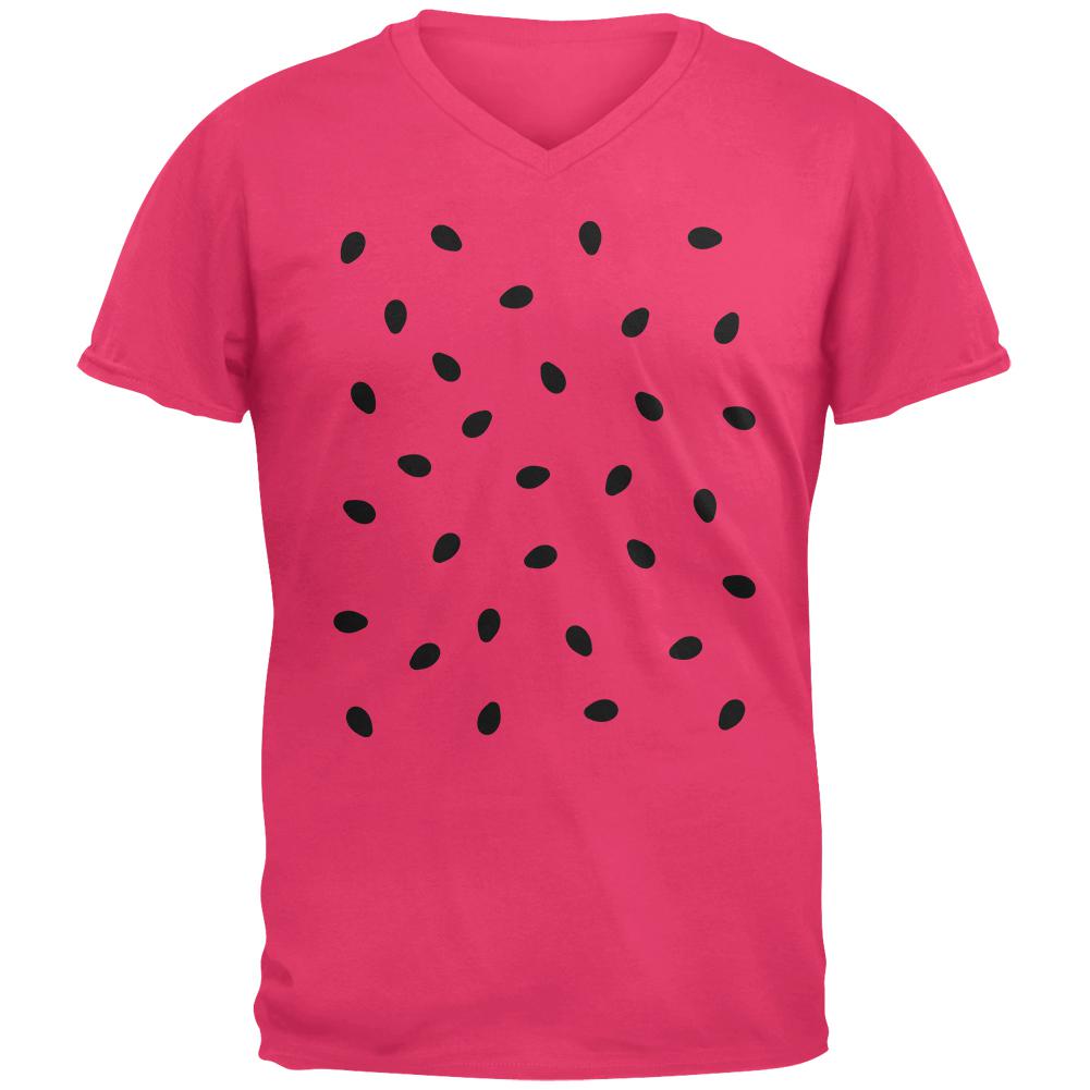 Halloween Summer Watermelon Costume Mens V-Neck T Shirt Men's T-Shirts Old Glory 2XL Hot Pink 