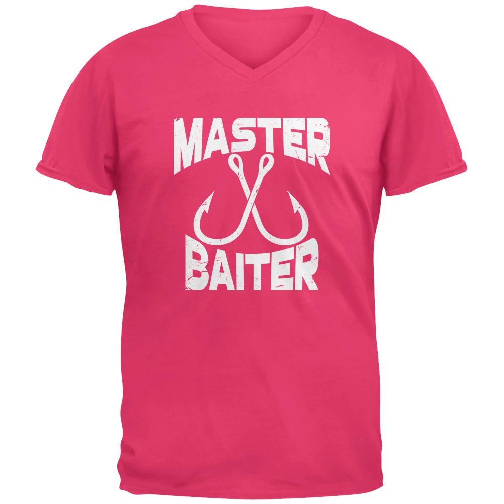 Master Baiter Mens V-Neck T Shirt Men's T-Shirts Old Glory 2XL Hot Pink 