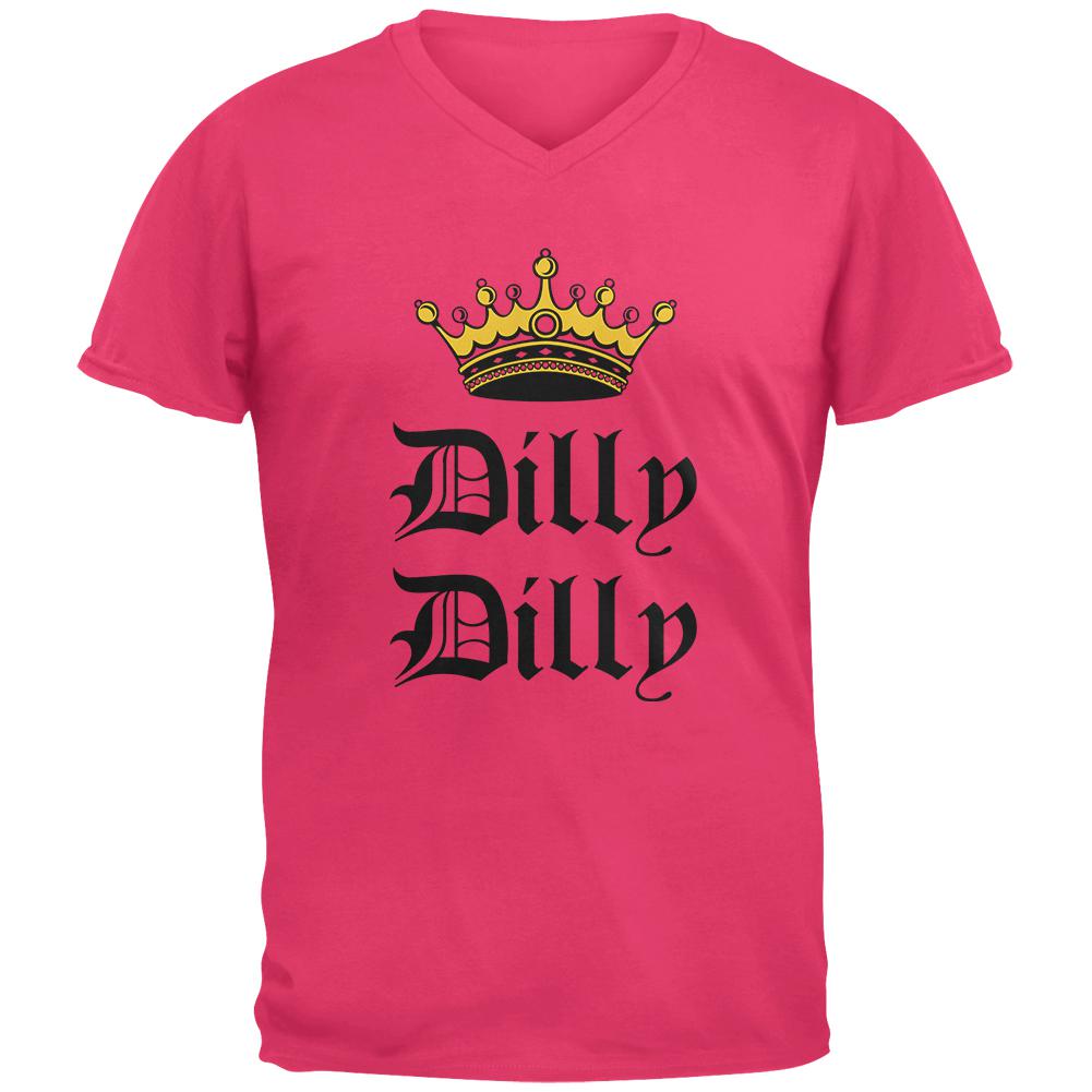 Dilly Dilly Crown Olde English Mens V-Neck T Shirt Men's T-Shirts Old Glory 2XL Hot Pink 