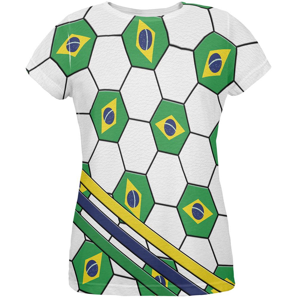 World Cup Brazil Soccer Ball All Over Womens T Shirt Women's T-Shirts Old Glory 2XL Multi 