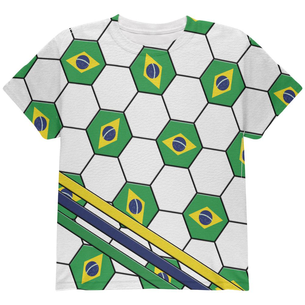 World Cup Brazil Soccer Ball All Over Youth T Shirt Youth T-Shirts Old Glory LG Multi 