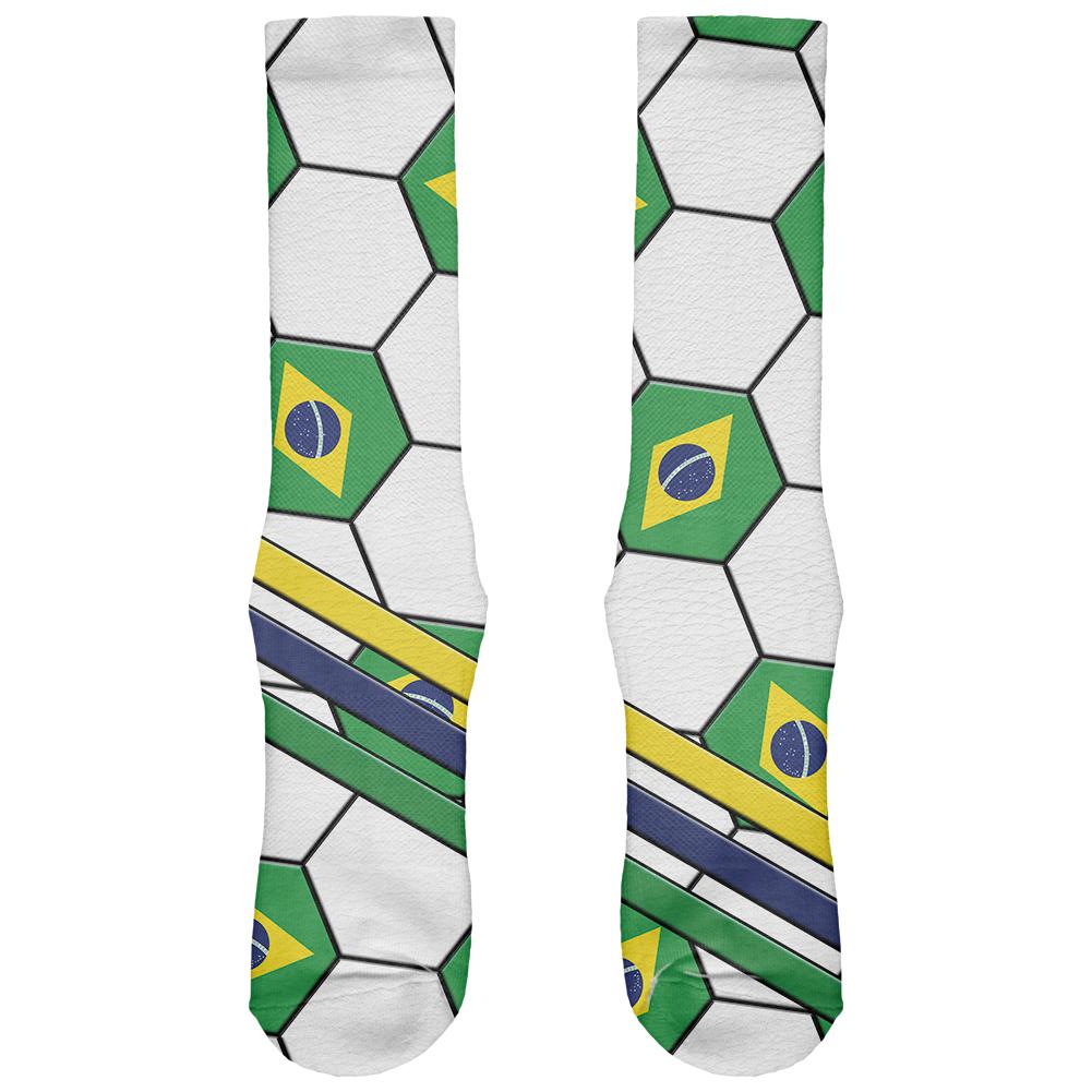 World Cup Brazil Soccer Ball All Over Soft Socks Men's Socks Old Glory OS White 