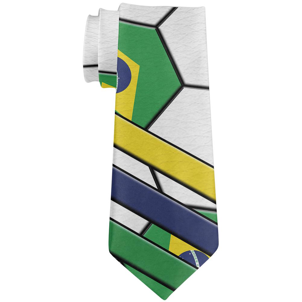 World Cup Brazil Soccer Ball All Over Neck Tie Men's Neck Ties Old Glory OS Multi 