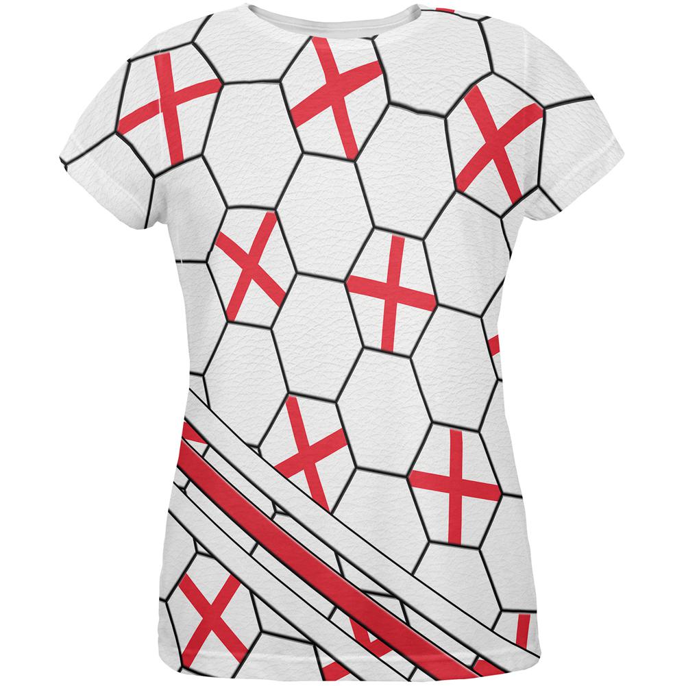 World Cup England Soccer Ball All Over Womens T Shirt Women's T-Shirts Old Glory 2XL Multi 