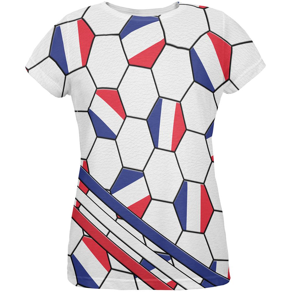 World Cup France Soccer Ball All Over Womens T Shirt Women's T-Shirts Old Glory 2XL Multi 