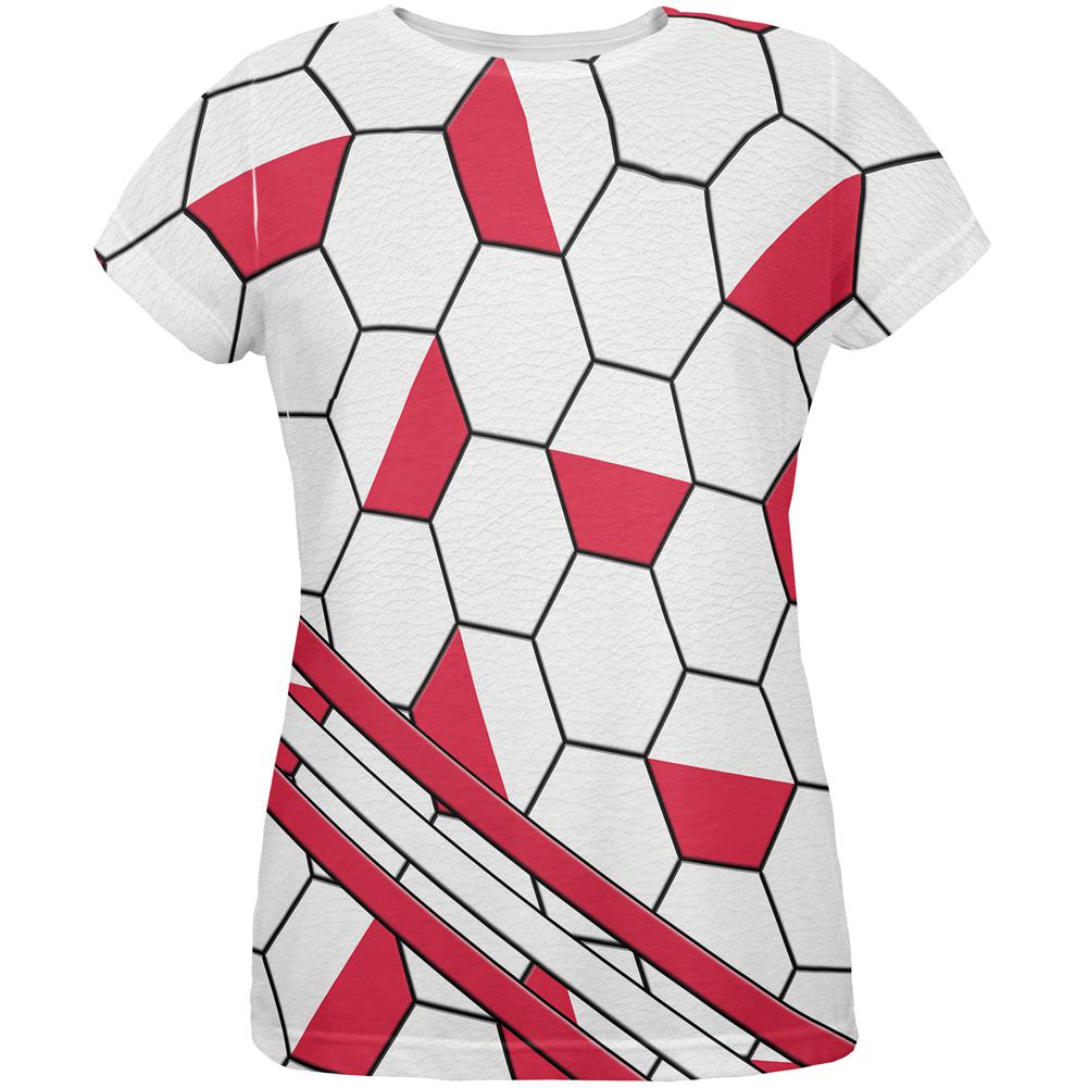 World Cup Poland Soccer Ball All Over Womens T Shirt Women's T-Shirts Old Glory 2XL Multi 