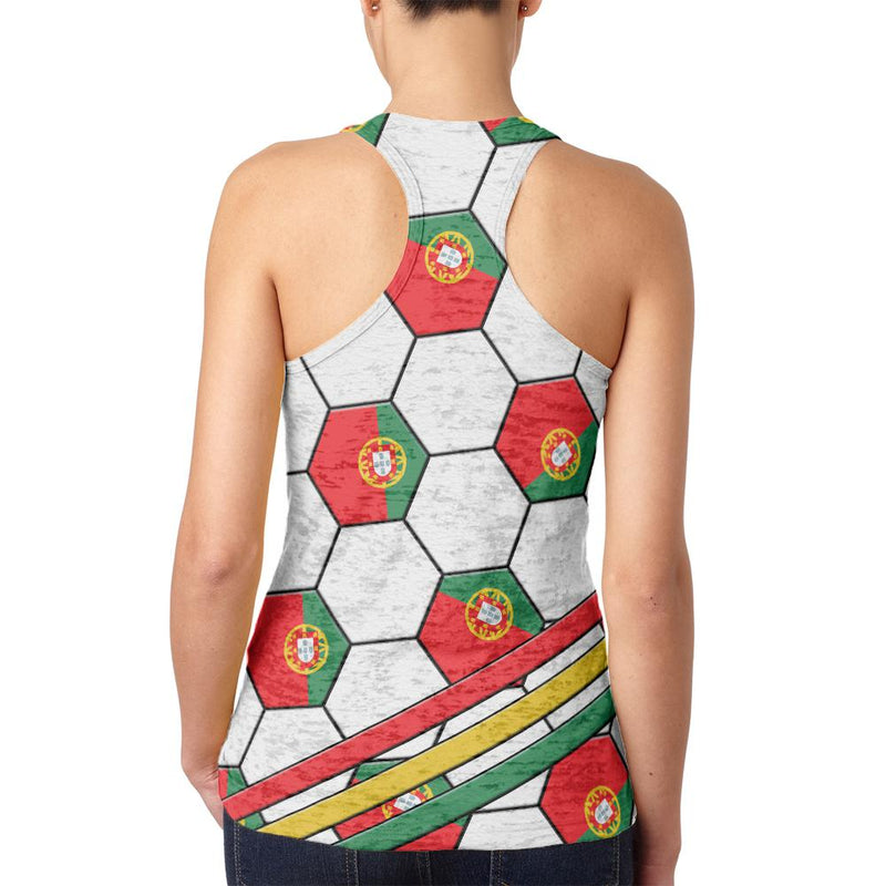 World Cup Portugal Soccer Ball Juniors Burnout Racerback Tank Top Juniors Tank Tops Old Glory   