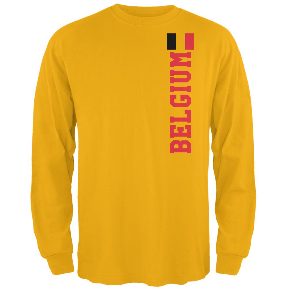 World Cup Belgium Mens Long Sleeve T Shirt Men's Long Sleeves Old Glory 2XL Gold 