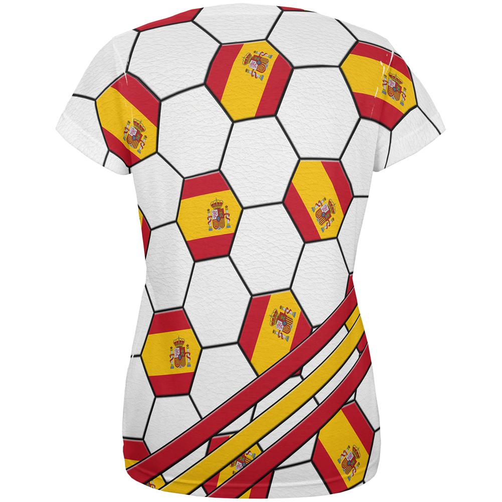 World Cup Spain Soccer Ball All Over Womens T Shirt Women's T-Shirts Old Glory   