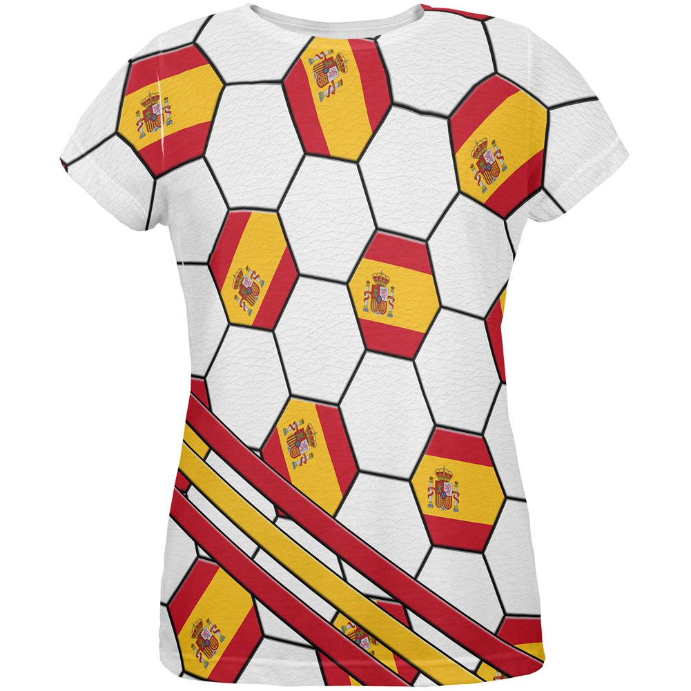 World Cup Spain Soccer Ball All Over Womens T Shirt Women's T-Shirts Old Glory 2XL Multi 