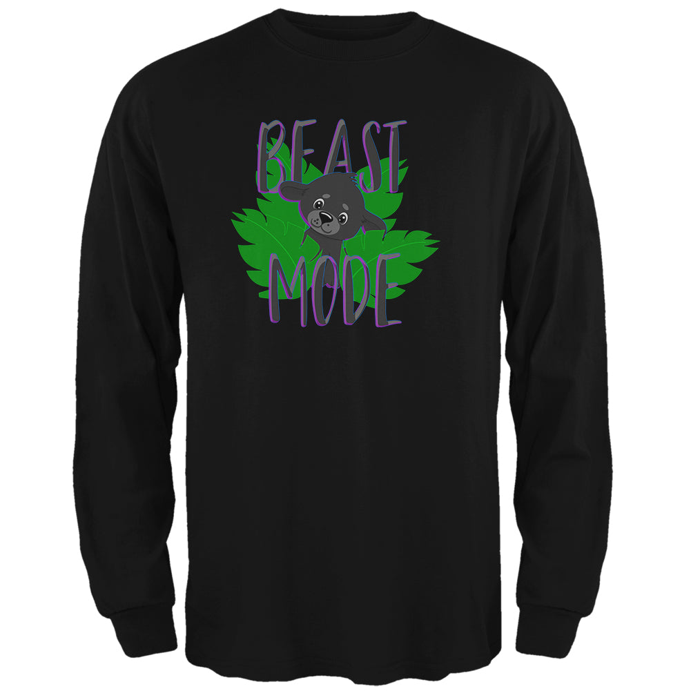 Beast Mode Cute Black Panther Cub Mens Long Sleeve T Shirt Men's Long Sleeves Old Glory 2XL Black 