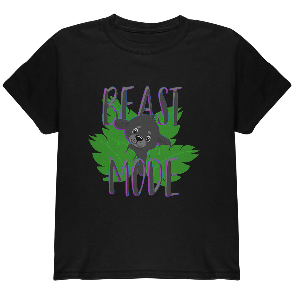 Beast Mode Cute Black Panther Cub Youth T Shirt Youth T-Shirts Old Glory YLG Black 