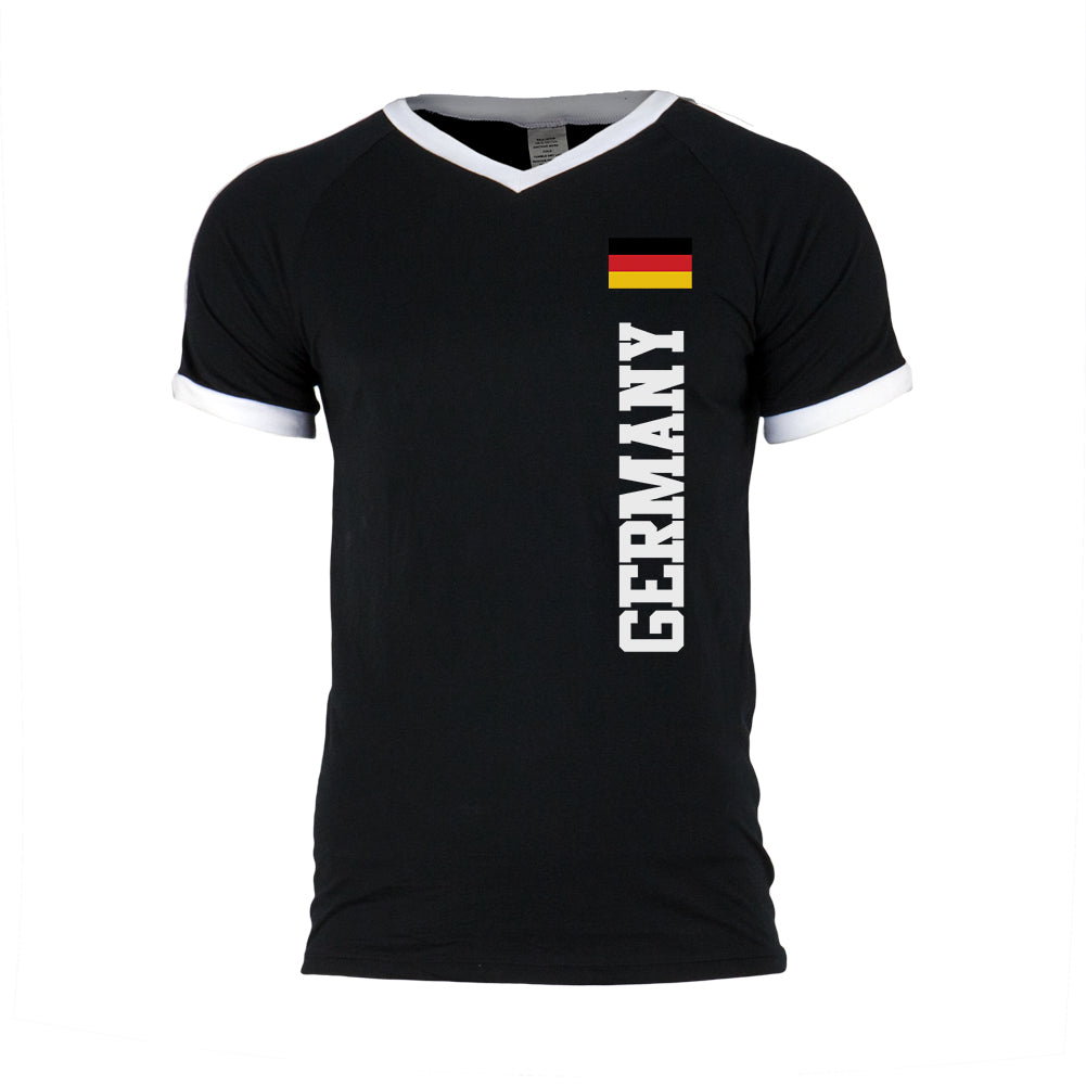 World Cup Germany Mens Soccer Jersey V-Neck T-Shirt Men's T-Shirts Old Glory 2XL Black-White 