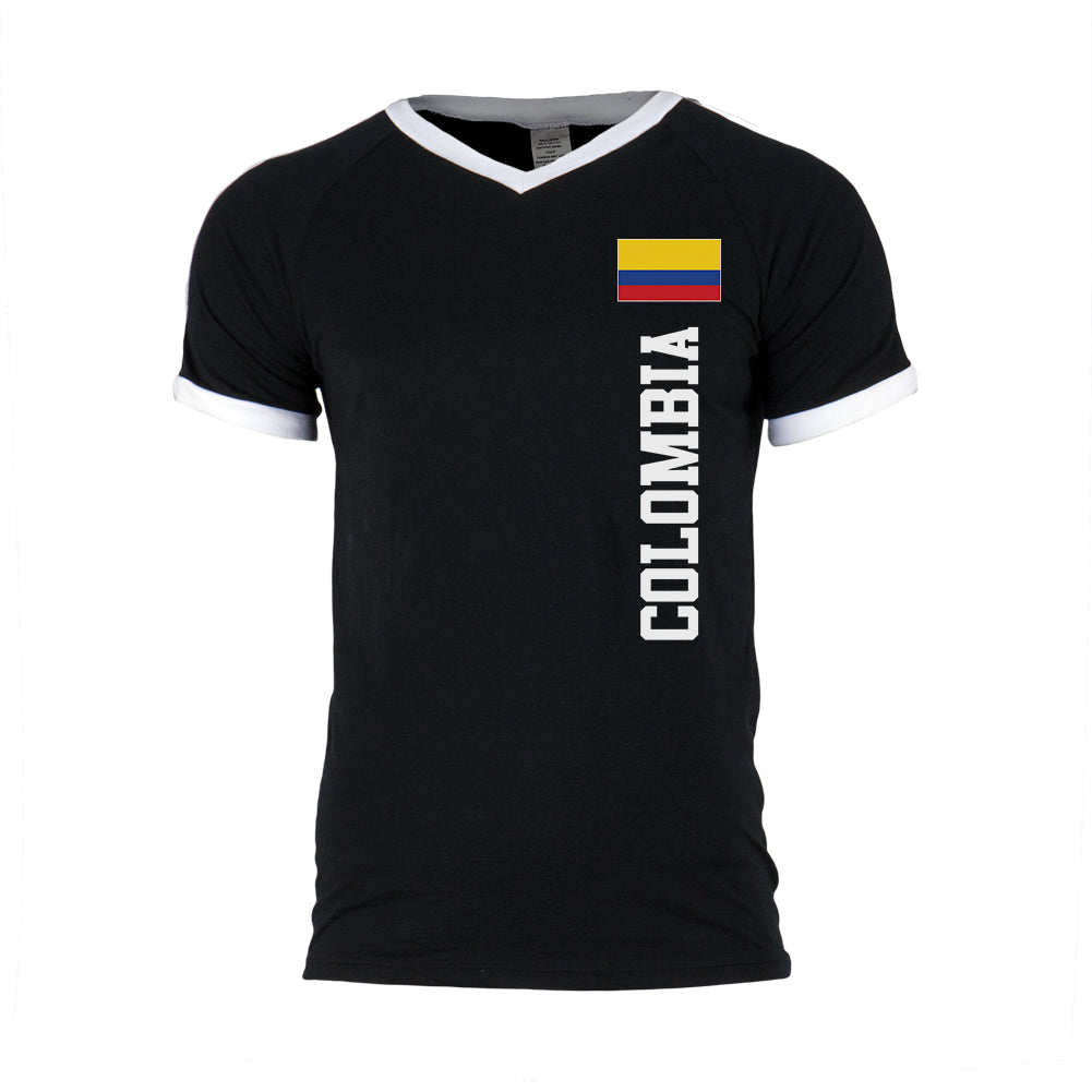 World Cup Columbia Mens Soccer Jersey V-Neck T-Shirt Men's T-Shirts Old Glory 2XL Black 