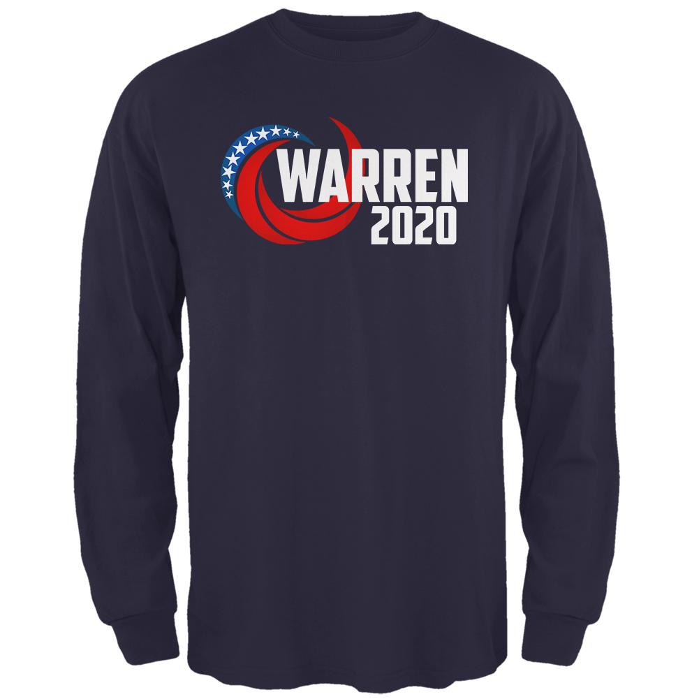 Presidential Election 2020 Elizabeth Warren Swoosh Mens Long Sleeve T Shirt Men's Long Sleeves Old Glory 2XL Navy 