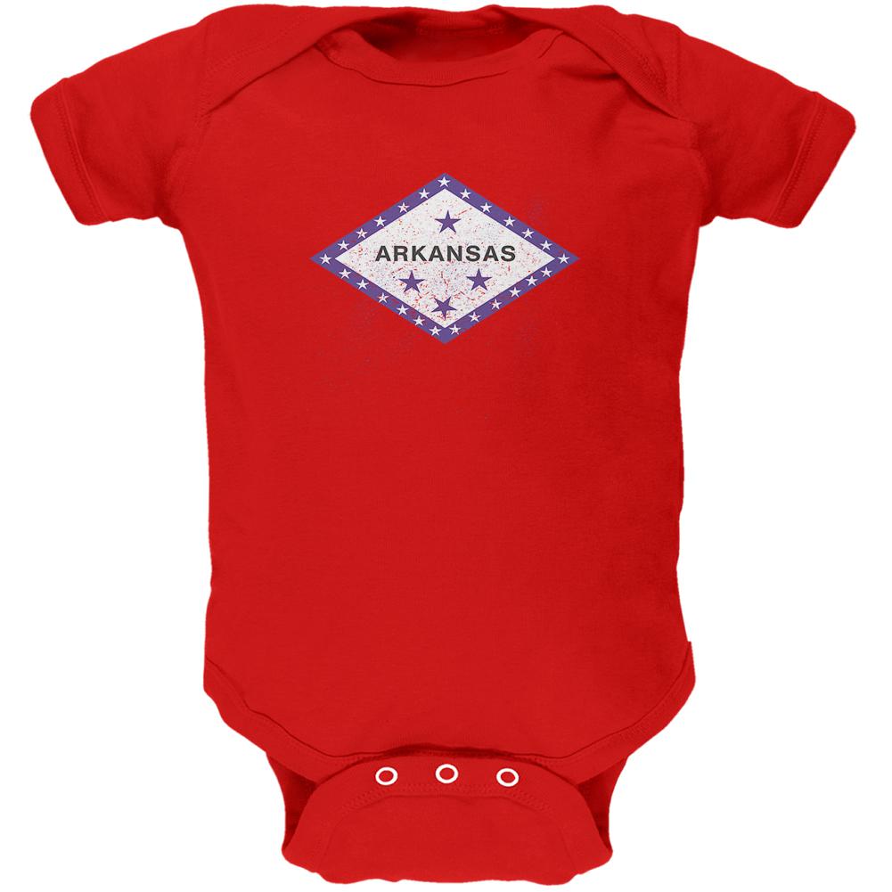 Born and Raised Arkansas State Flag Soft Baby One Piece Baby One Piece Old Glory 0-3M Red 