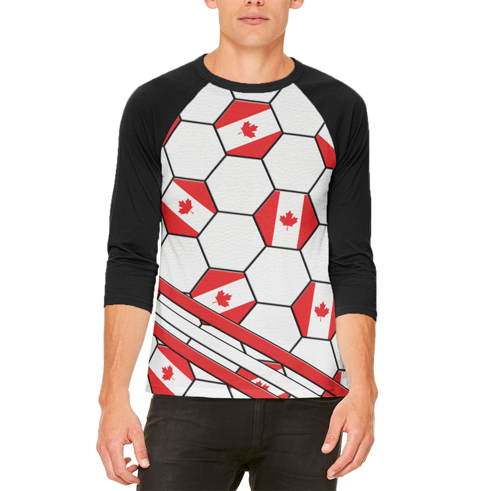 World Cup Canada Soccer Ball Mens Raglan T Shirt Men's T-Shirts Old Glory LG White 