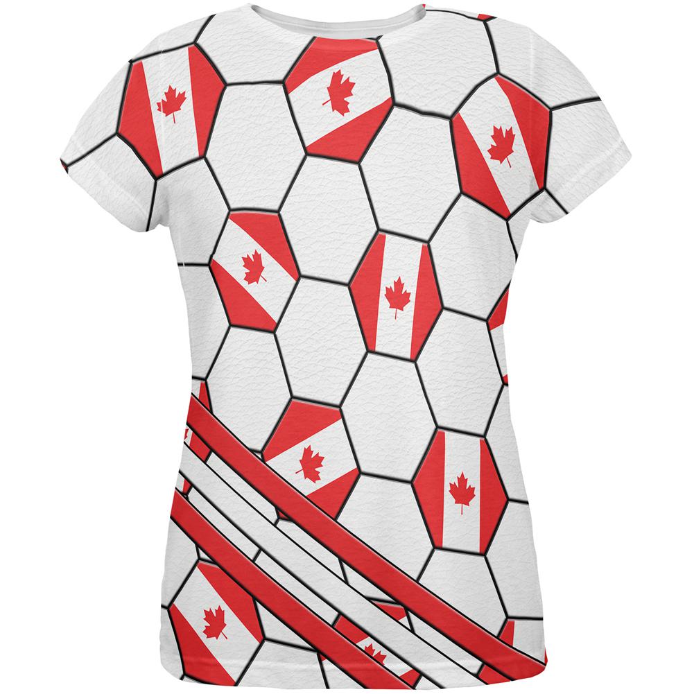 World Cup Canada Soccer Ball All Over Womens T Shirt Women's T-Shirts Old Glory 2XL Multi 