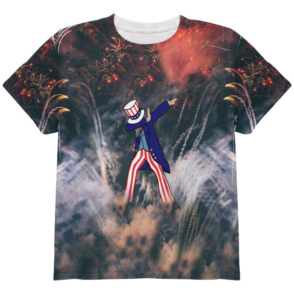 4th of July Dabbing Uncle Sam Fireworks Sub All Over Youth T Shirt Youth T-Shirts Old Glory LG Multi 