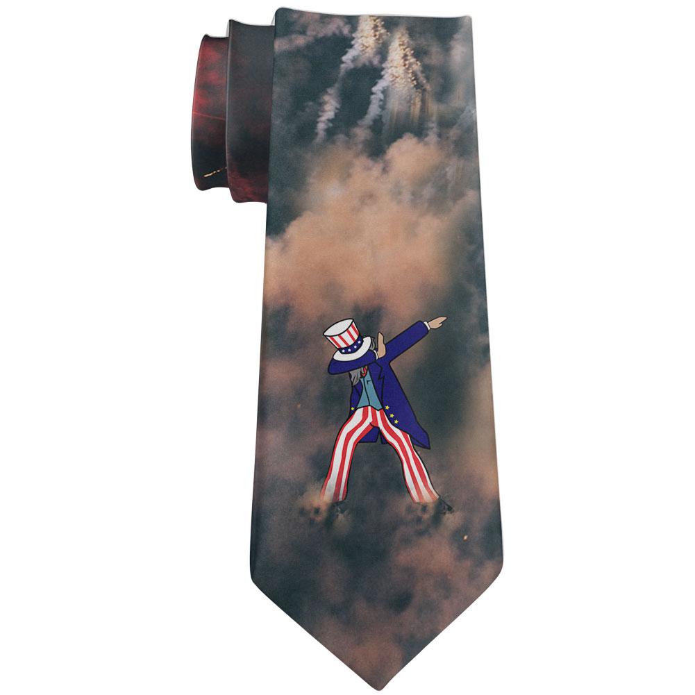 4th of July Dabbing Uncle Sam Fireworks Sub All Over Neck Tie Men's Neck Ties Old Glory OS Multi 