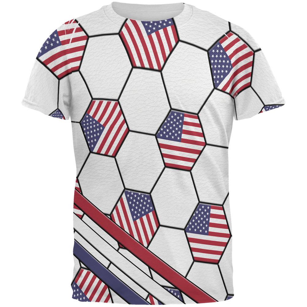 4th of July USA World Cup Soccer Ball All Over Mens T Shirt Men's T-Shirts Old Glory 2XL Multi 