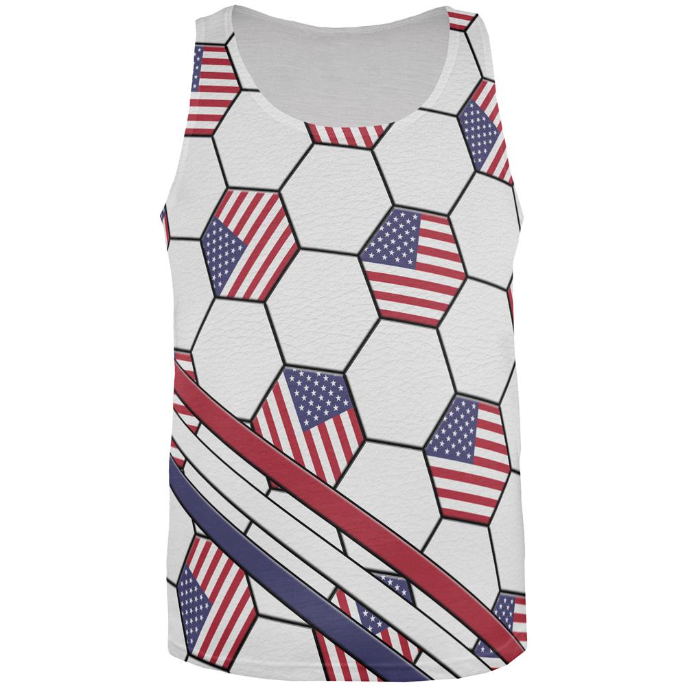 4th of July USA World Cup Soccer Ball All Over Mens Tank Top Men's Tank Tops Old Glory 2XL Multi 