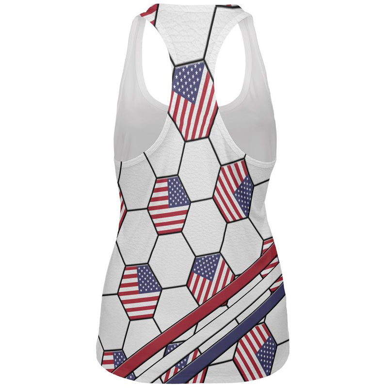 4th of July USA World Cup Soccer Ball All Over Womens Work Out Tank Top Women's Tank Tops Old Glory   