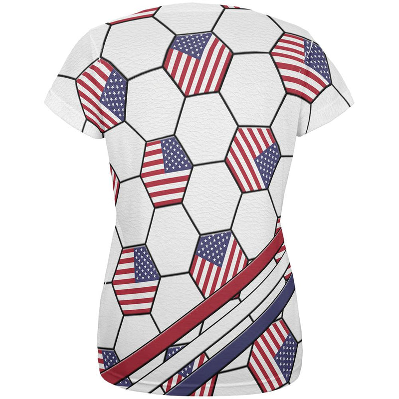 4th of July USA World Cup Soccer Ball All Over Womens T Shirt Women's T-Shirts Old Glory   