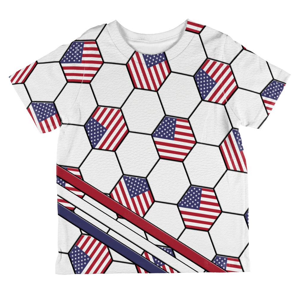 4th of July USA World Cup Soccer Ball All Over Toddler T Shirt Toddler T-Shirts Old Glory 2T Multi 