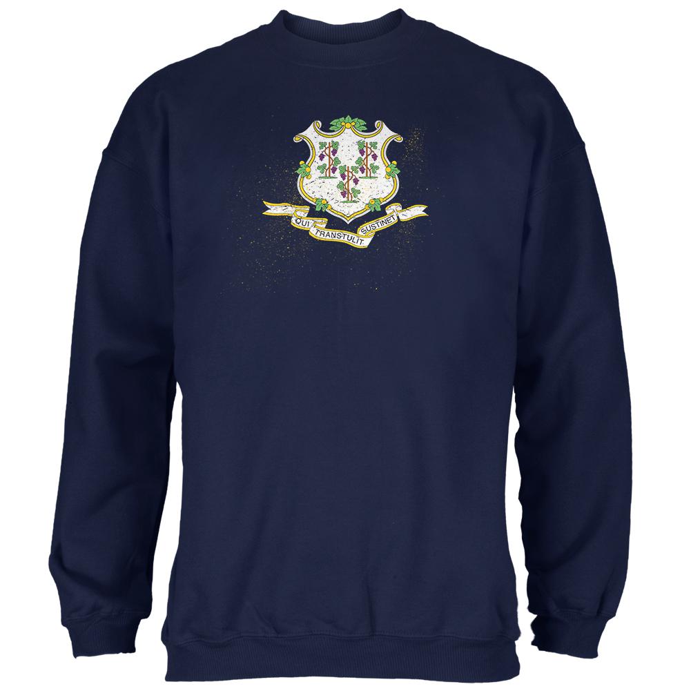 Born and Raised Connecticut State Flag Mens Sweatshirt Men's Sweatshirts Old Glory 2XL Navy 