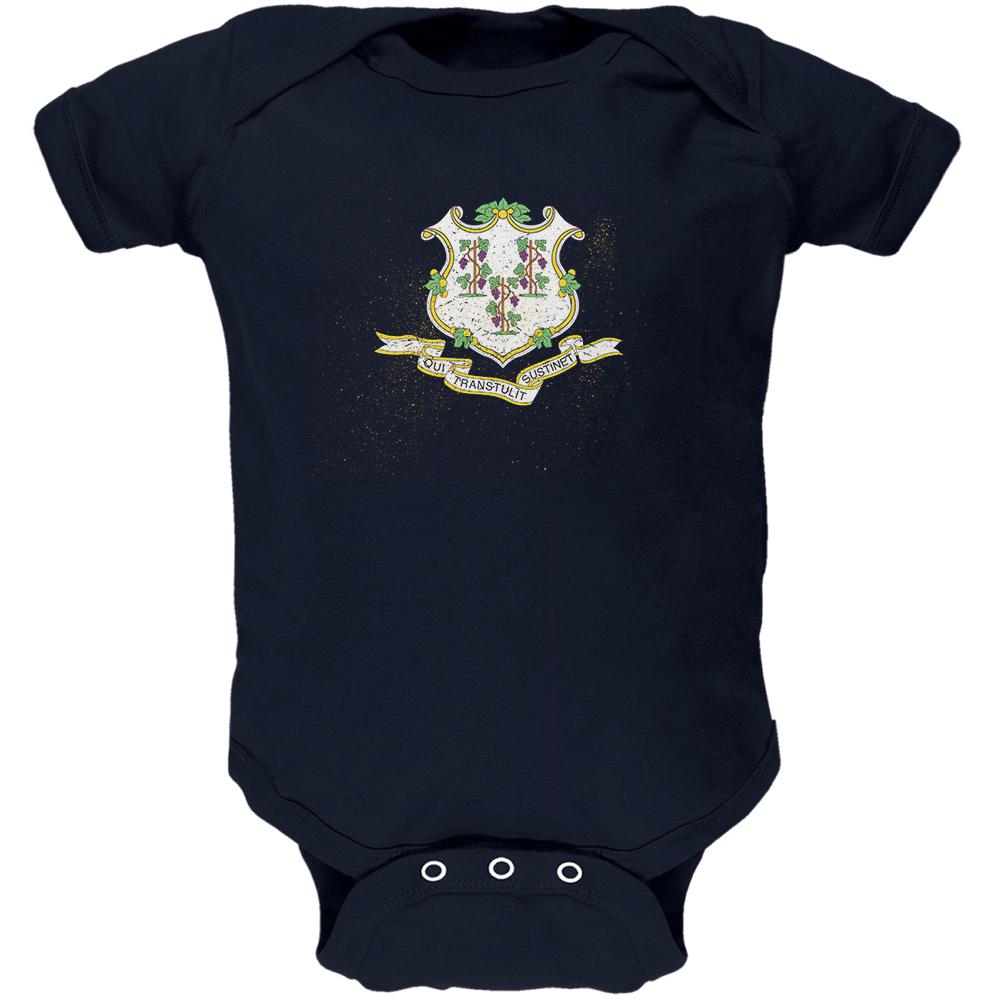 Born and Raised Connecticut State Flag Soft Baby One Piece Baby One Piece Old Glory 0-3M Navy 