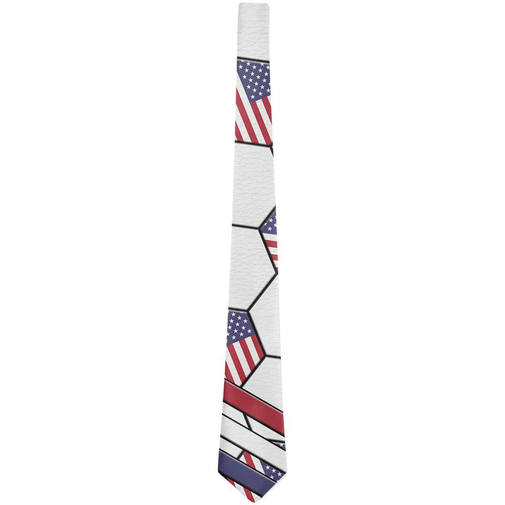 4th of July USA World Cup Soccer Ball All Over Neck Tie Men's Neck Ties Old Glory   