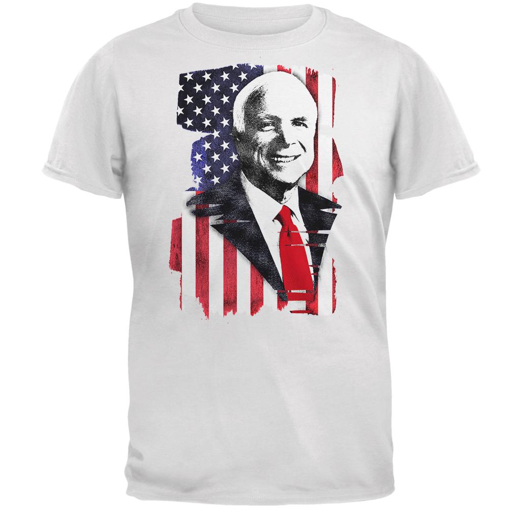 4th of July John McCain American Patriot Mens T Shirt Men's T-Shirts Old Glory 2XL White 