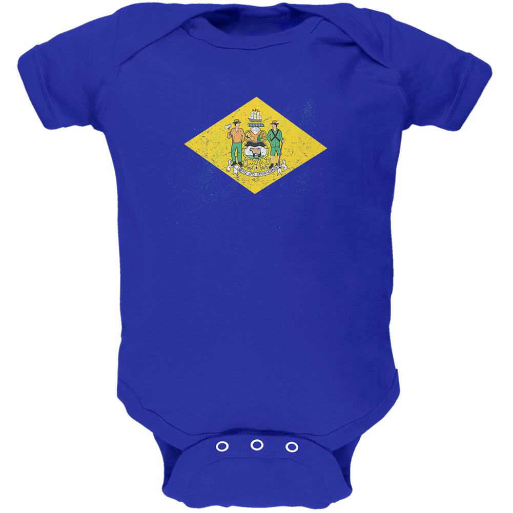 Born and Raised Delaware State Flag Soft Baby One Piece Baby One Piece Old Glory 0-3M Royal 