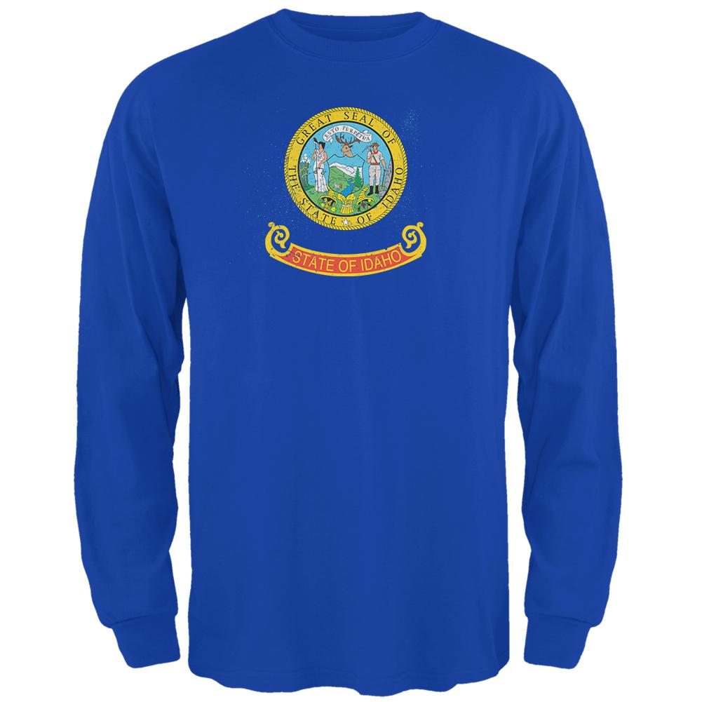 Born and Raised Idaho State Flag Mens Long Sleeve T Shirt Men's Long Sleeves Old Glory 2XL Royal 