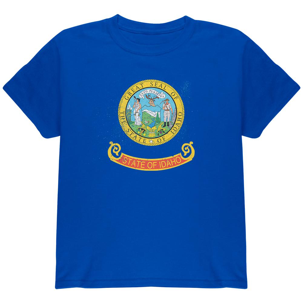 Born and Raised Idaho State Flag Youth T Shirt Youth T-Shirts Old Glory LG Royal 