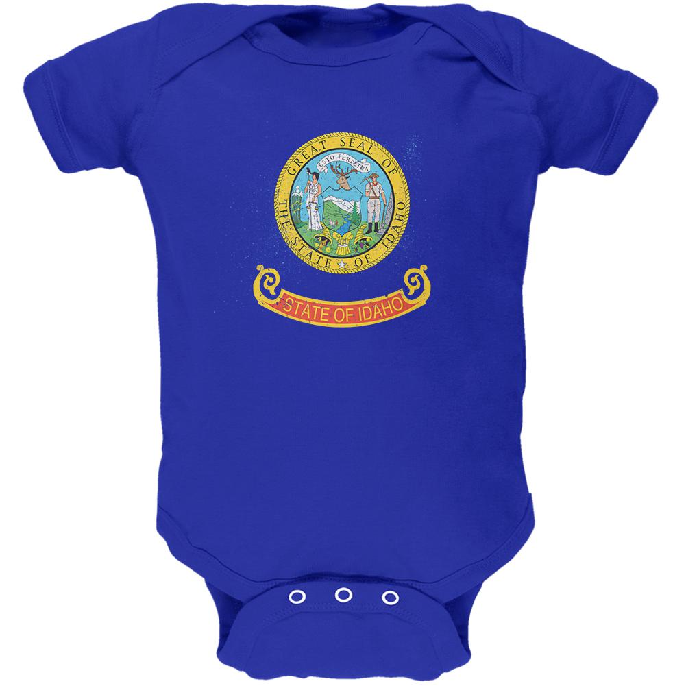 Born and Raised Idaho State Flag Soft Baby One Piece Baby One Piece Old Glory 0-3M Royal 