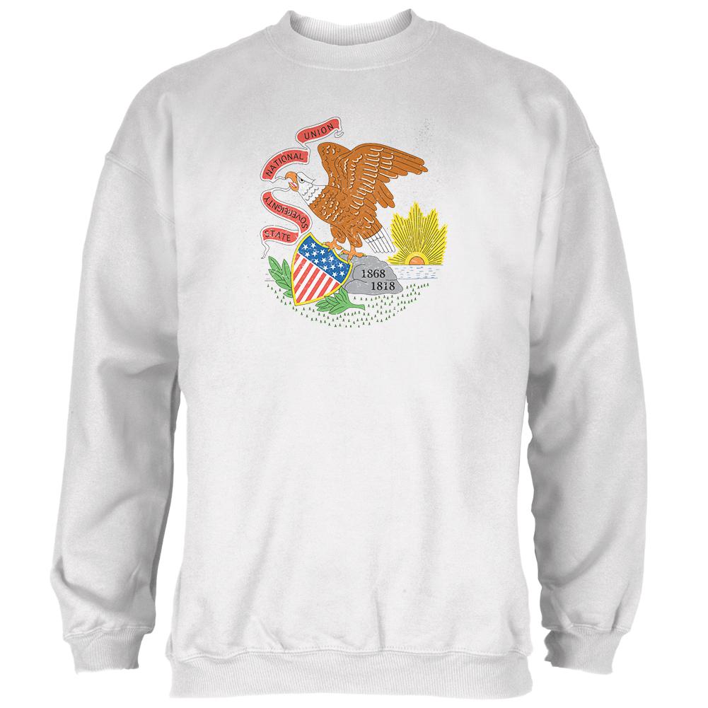 Born and Raised Illinois State Flag Mens Sweatshirt Men's Sweatshirts Old Glory 2XL White 