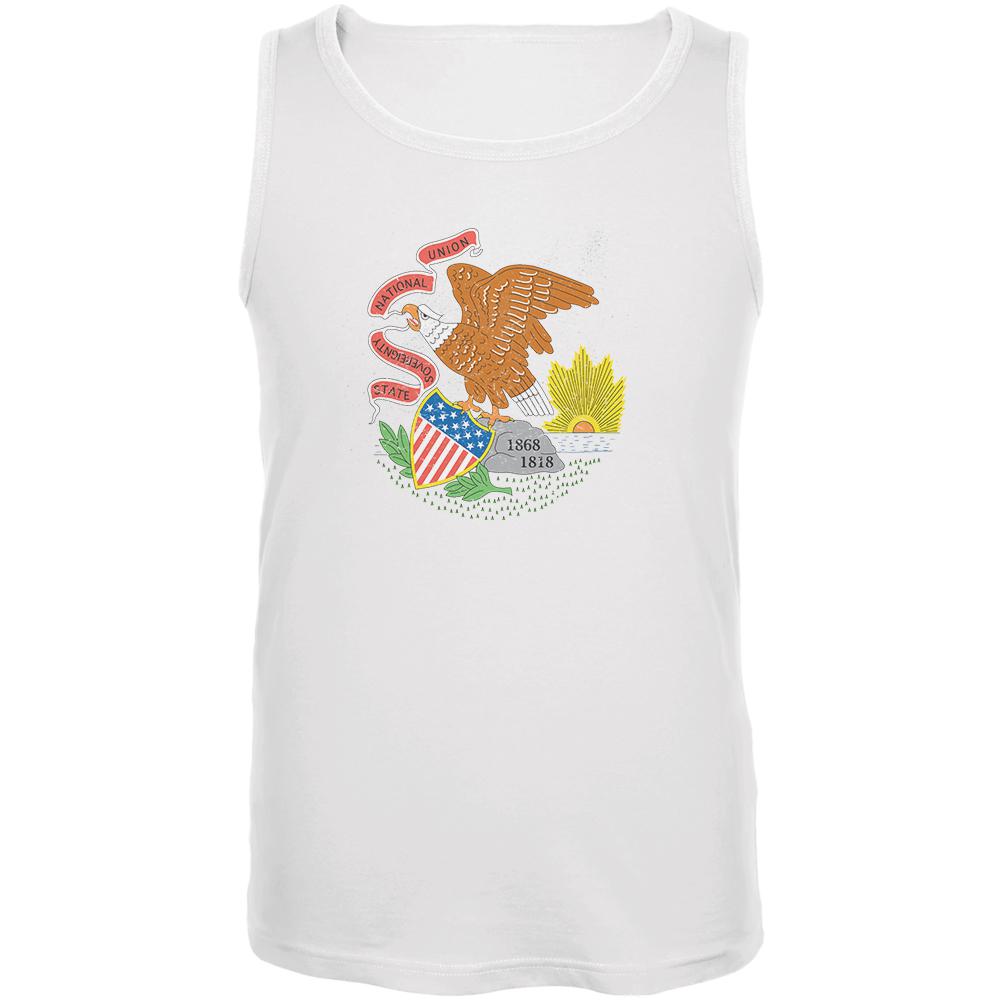 Born and Raised Illinois State Flag Mens Tank Top Men's Tank Tops Old Glory 2XL White 