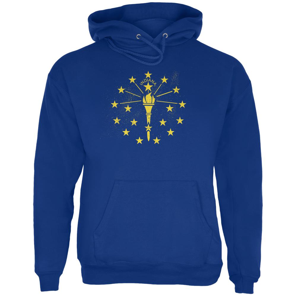 Born and Raised Indiana State Flag Mens Hoodie Men's Hoodies Old Glory 2XL Deep Royal 