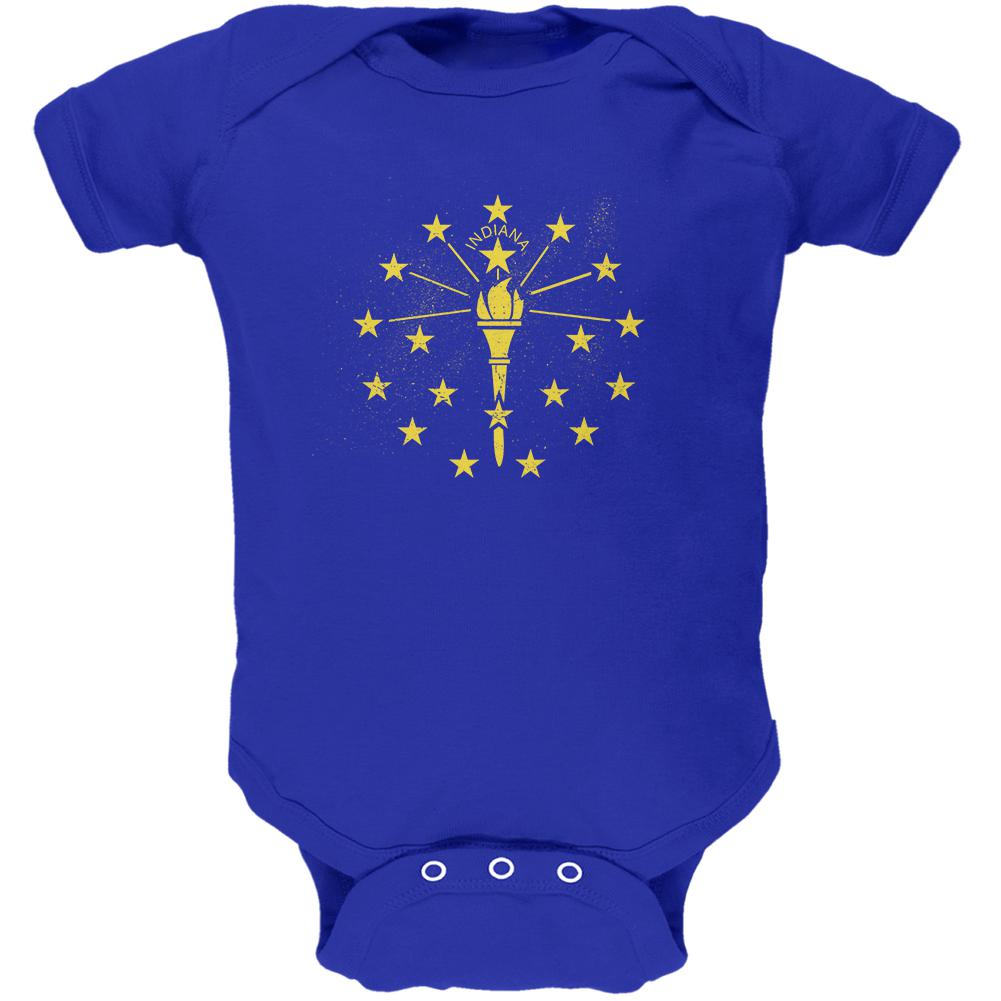 Born and Raised Indiana State Flag Soft Baby One Piece Baby One Piece Old Glory 0-3M Royal 