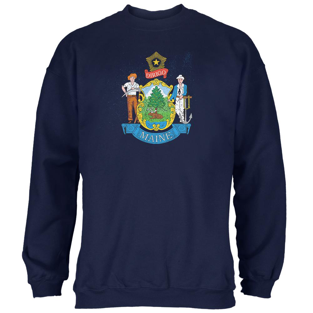 Born and Raised Maine State Flag Mens Sweatshirt Men's Sweatshirts Old Glory 2XL Navy 