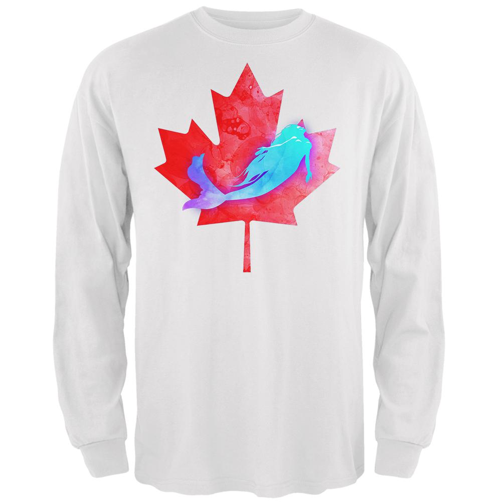 Canadian Mermaid Mens Long Sleeve T Shirt Men's Long Sleeves Old Glory 2XL White 