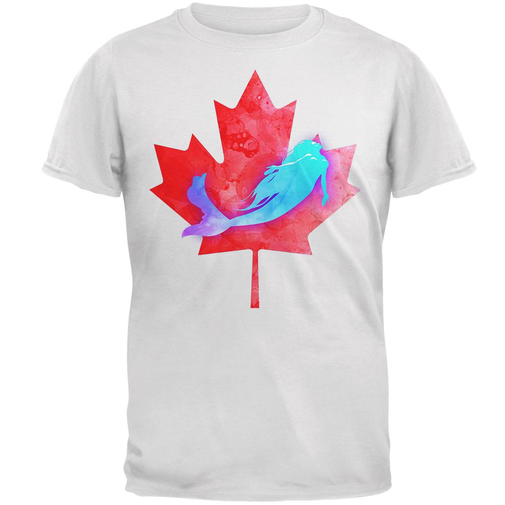Canadian Mermaid Mens T Shirt Men's T-Shirts Old Glory 2XL White 