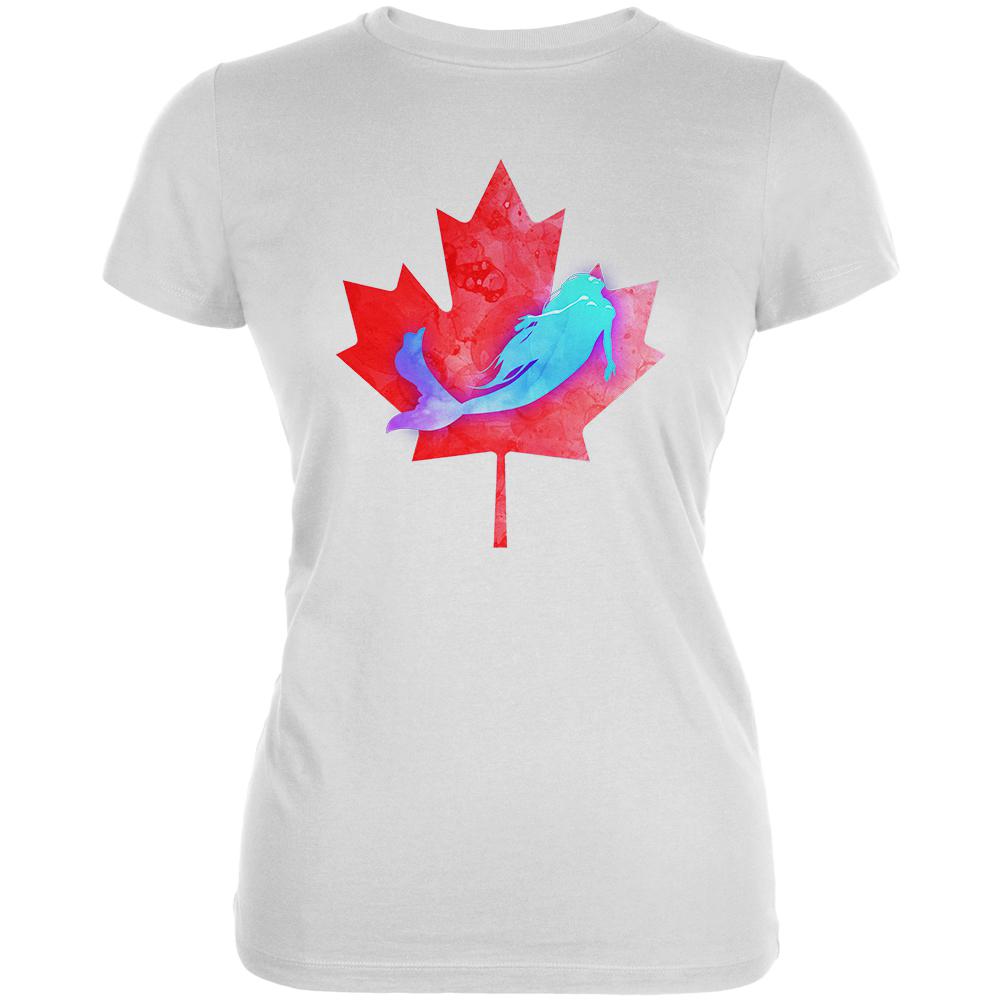 Canadian Mermaid Juniors Soft T Shirt Juniors T-Shirts Old Glory 2XL White 