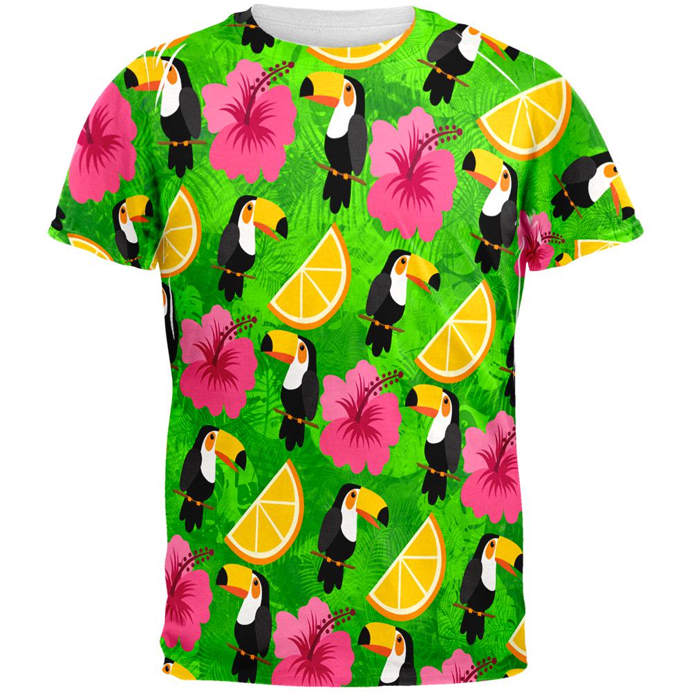 Tropical Vacation Toucan Pattern All Over Mens T Shirt Men's T-Shirts Old Glory 2XL Multi 
