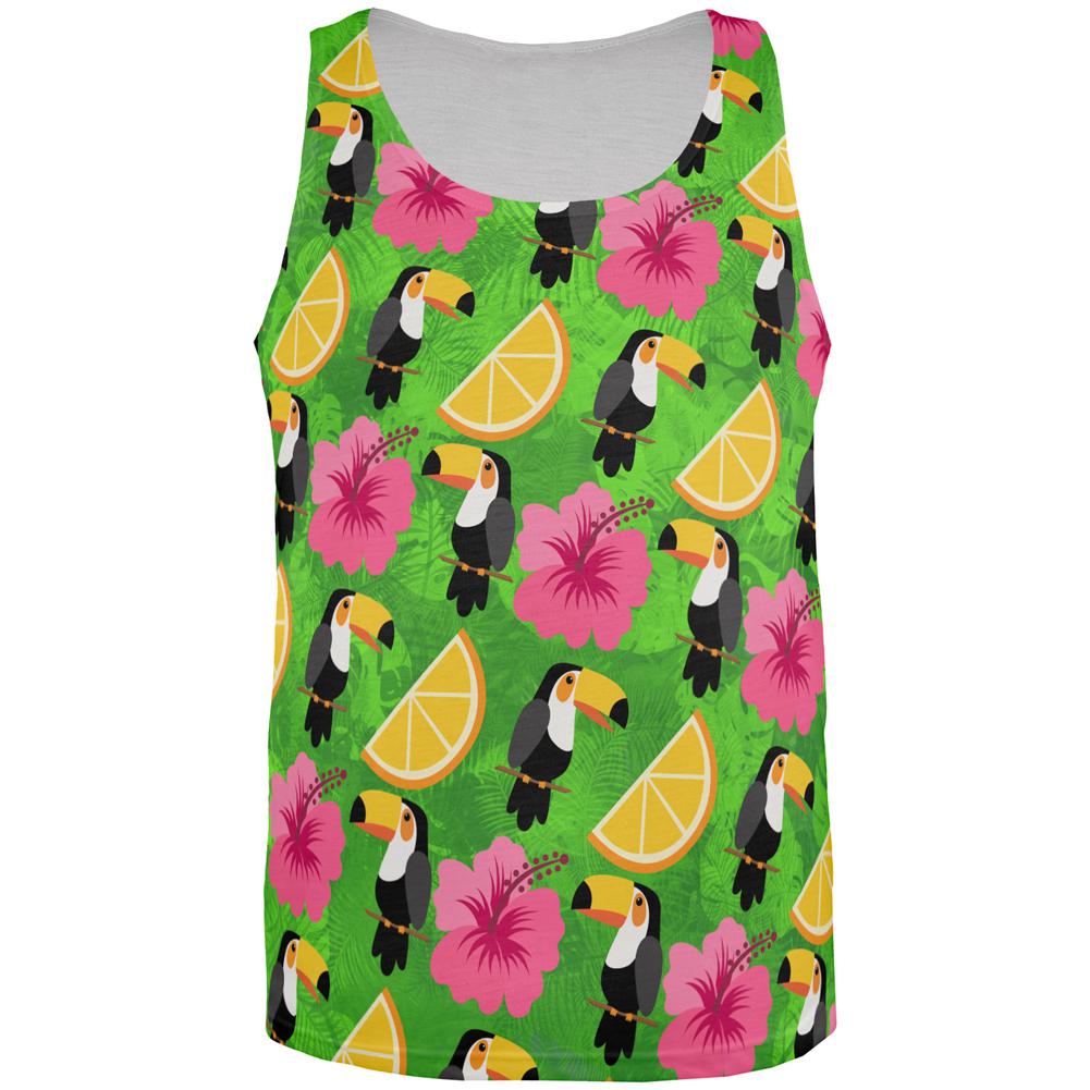 Tropical Vacation Toucan Pattern All Over Mens Tank Top Men's Tank Tops Old Glory 2XL Multi 